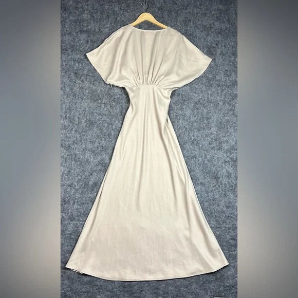 BHLDN Cream V-Neck Maxi Dress with Draped Size 2 - Picture 12 of 14